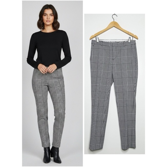 Banana Republic Pants - Banana Republic Ryan Black & White Houndstooth Plaid Trousers Size 4